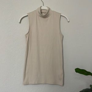 Nude cream high neck tank top